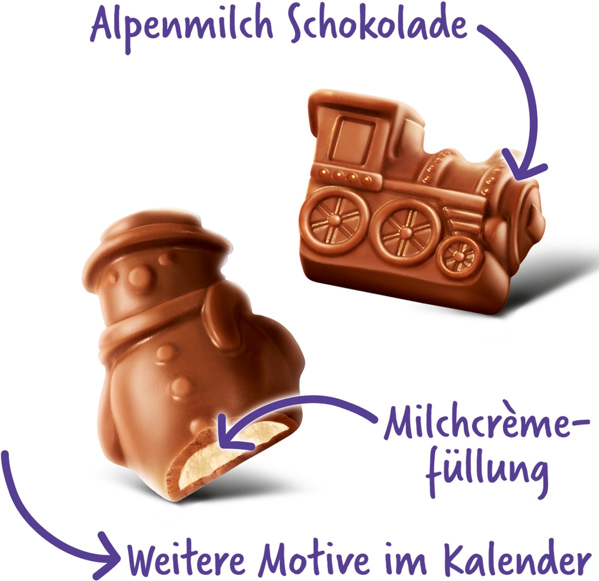 Milka Adventskalender 2026 Chocolade 200g - 24 feestelijke chocolaatjes om gezellig af te tellen naar kerst - Chocoladecadeau - Kerstcadeau – foto 3