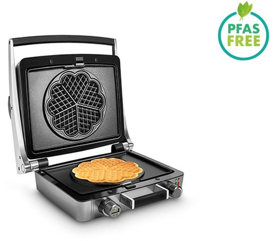 Zeegma Gofree Chef Pro - Wafelijzer - 180° Draaibaar - Voor 2 Wafels 4x7 1200w Antiaanbaklaag Temperatuurregeling Bak 2 Grote Wafels Tegelijk Snel Opgewarmd Diepe Bakplaten Ruimtebesparend Warmtegeisoleerde Behuizing
