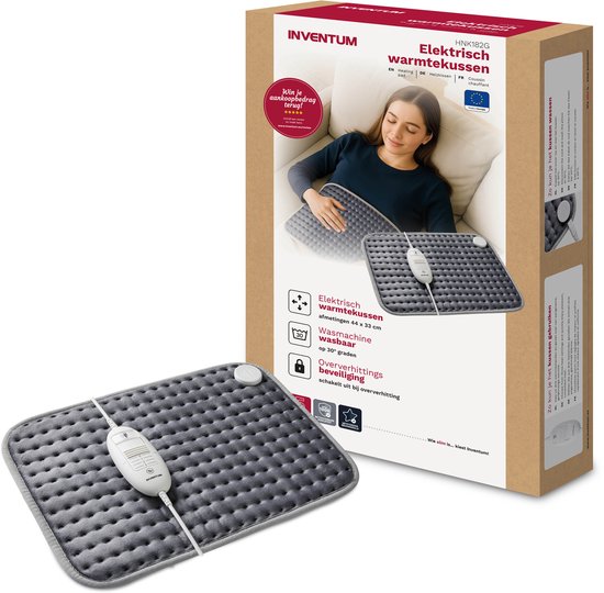 Inventum HNK182G - Elektrisch warmtekussen - Automatische uitschakeling - 44x33 cm - Fleece - Grijs