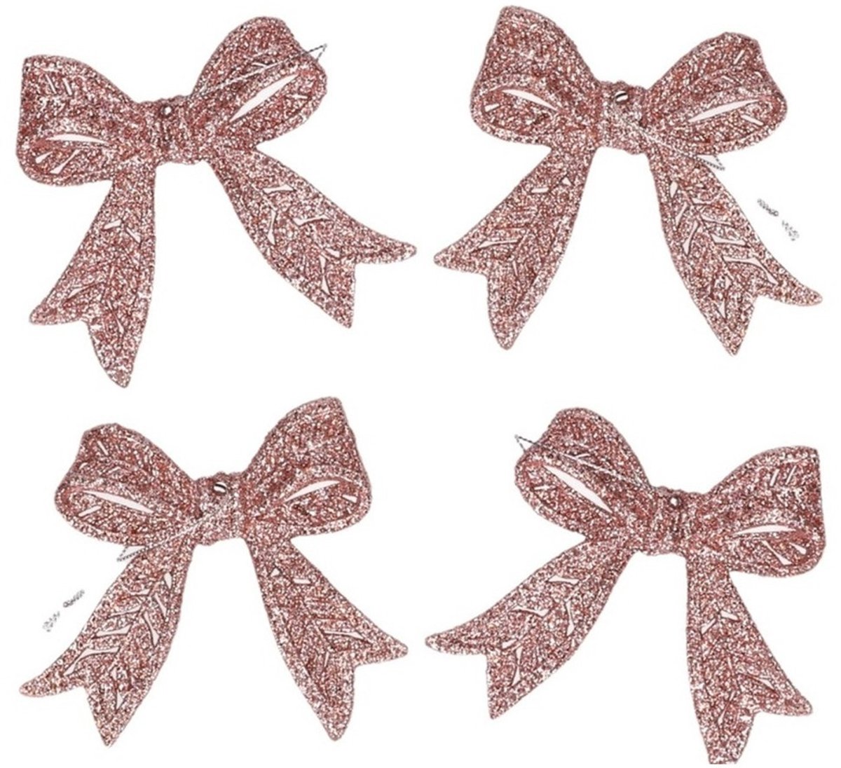 Cosy&Trendy Cosy & Trendy Kerst strikjes - 8x st - roze - glitter - 11 cm - kunststof - kersthangers - kerstornamenten