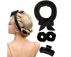 Krullen zonder hitte, hitteloze krulband, polyestervezel, voor 's nachts met haarspeld, antislip, verbeterde 152 cm extra lange hittevrije krulband, kapselset, overnight krullen voor lang en