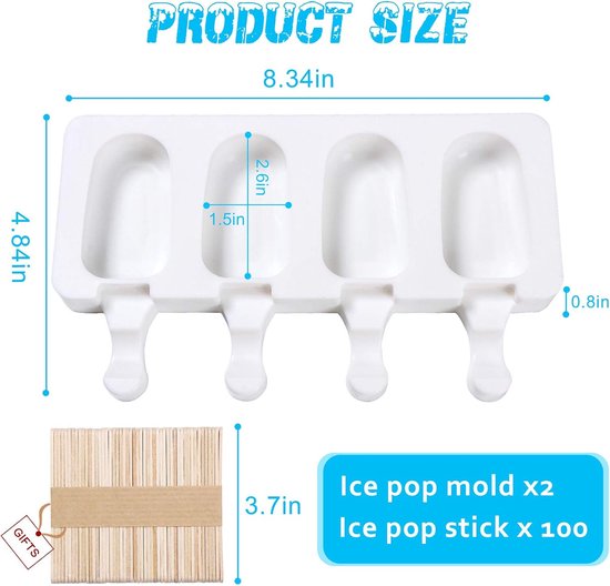 Moule à glace en silicone avec bâtonnets en bois Moule à glace en silicone avec bâtonnets en bois
