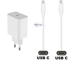 OneOne 45W super snellader. Oplader met Sterke 0,2m USB C naar C kabel. PD lader adapter past op Samsung Galaxy S10, S10e, S20, S21, S22, S23, S24, S25, S26 (Edge, FE, Lite, Plus +, Ultra)