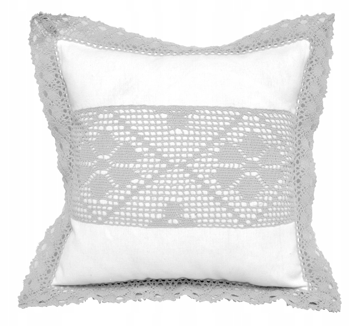 Boho Hygge Kussenhoes Haakwerk 40x40 cm - Wit/Grijs
