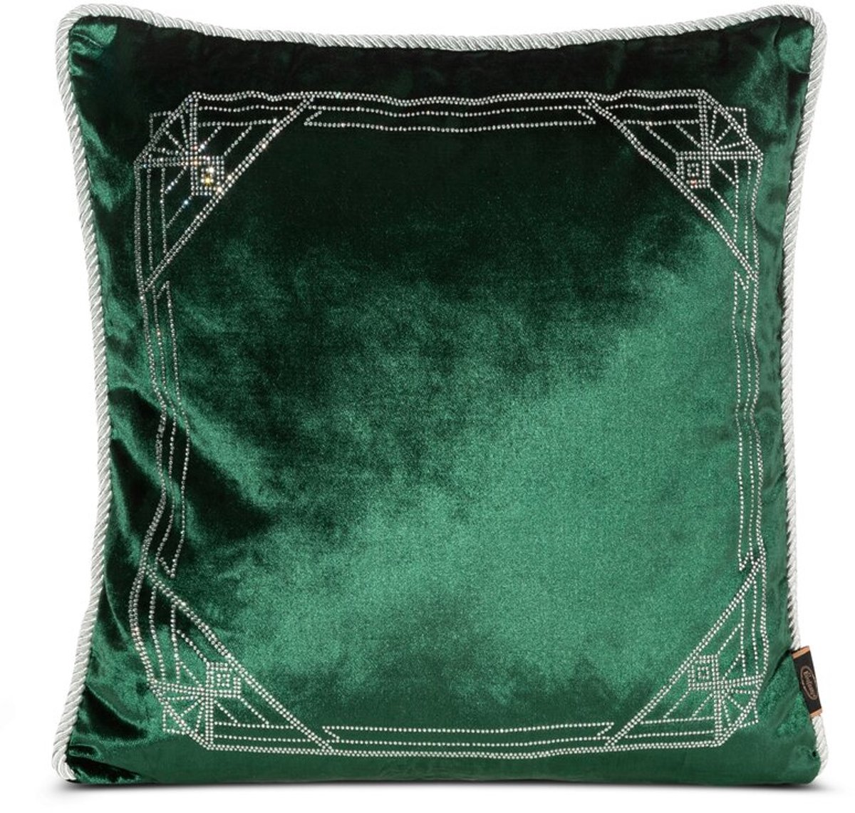 Luxe Fluwele Sierkussenhoes Donkergroen 45x45cm met Kristal