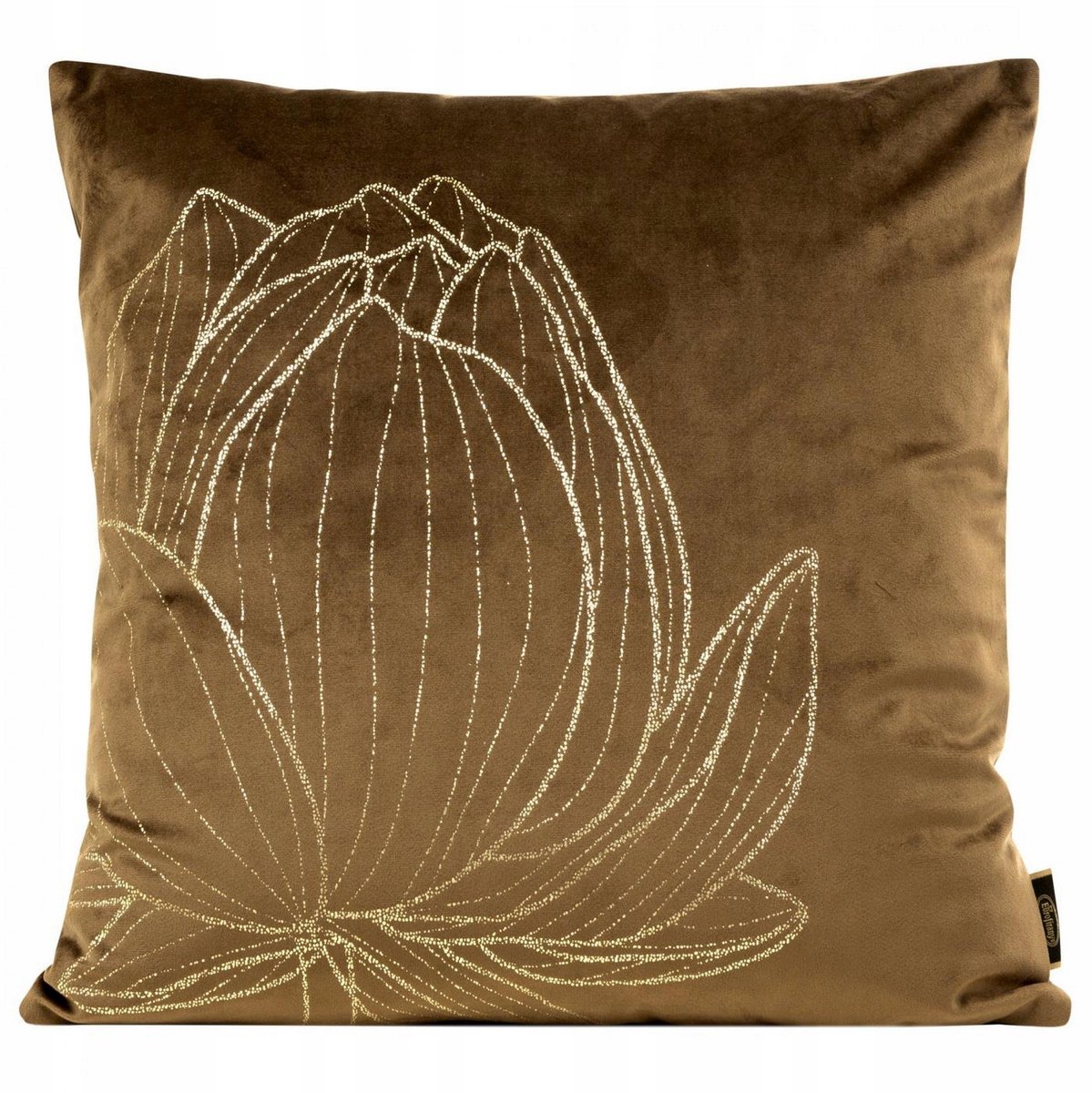 Decoratieve Kussenhoes Blink 45x45cm - Bruin met Gouden Bloem