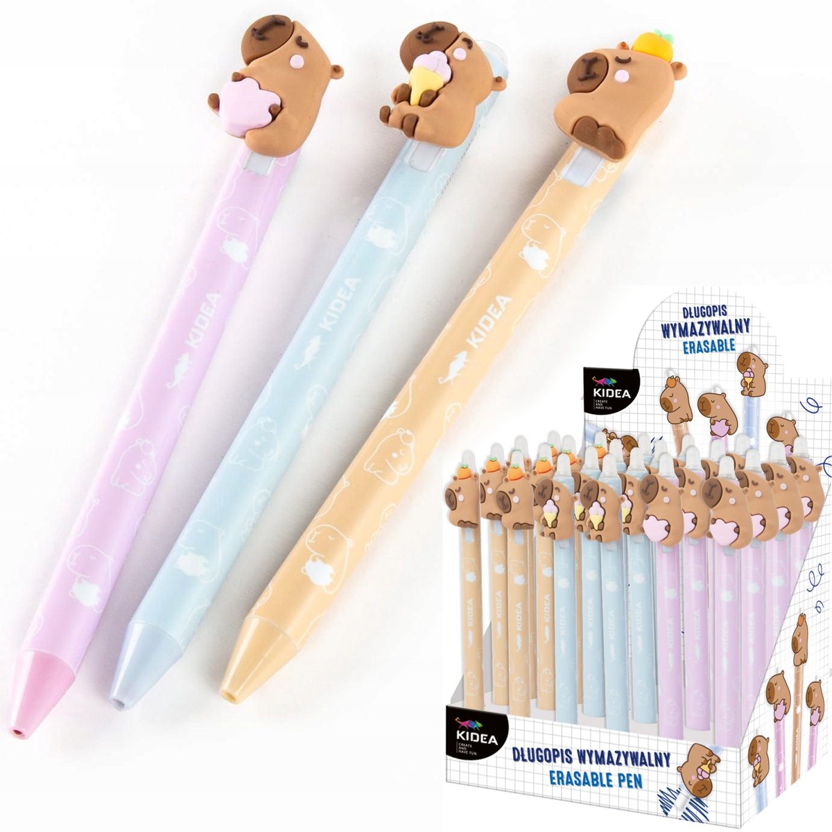 Kidea Uitwisbare Gelpennen met Kapibara - Set van 3