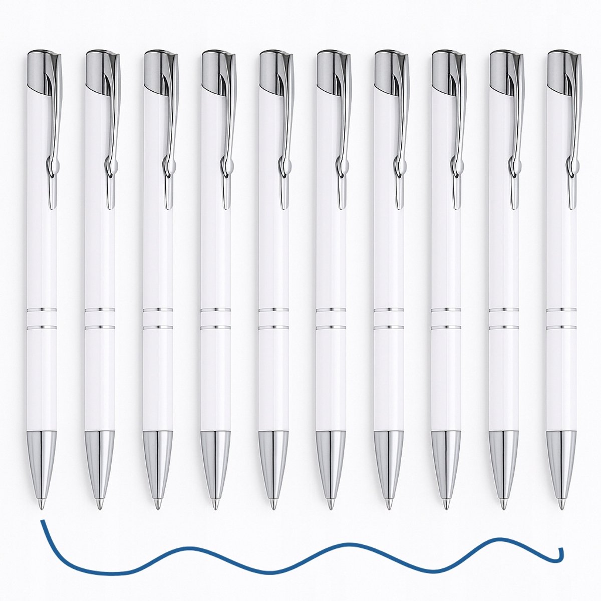 10x Aluminium Pennen met Knop, Jumbo Vulling, Wit - School & Kantoor