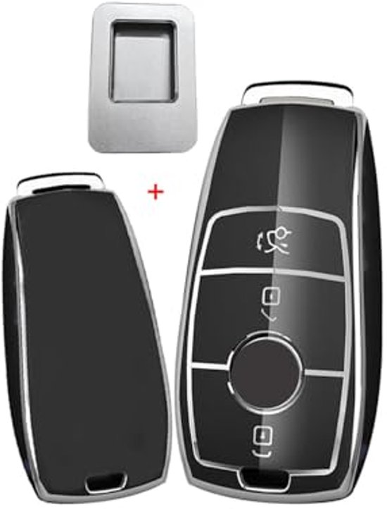 KUNIO Sleutelhoes geschikt voor Hyundai Santa Fe Rena Sonata Elantra Creta Ix35 Ix45 I10 I30 I40 Tucson TPU autosleutel hoes sleutelhanger sleutelbehuizing 4 toetsen B grijs