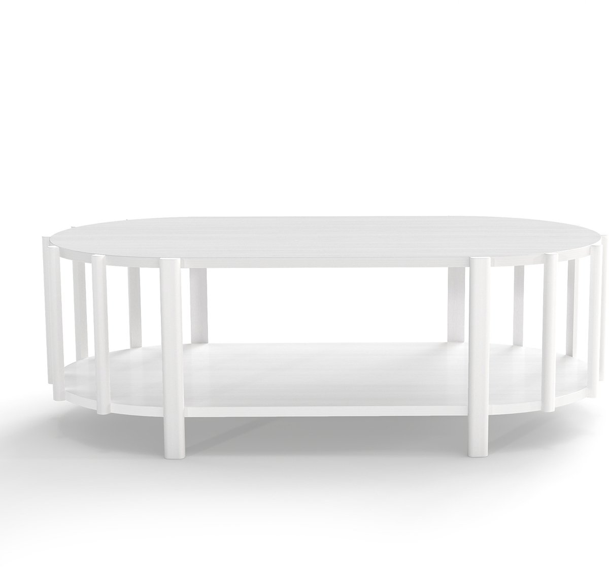 Ovale Salontafel 119 cm met Opbergruimte – Moderne Koffietafel MDF – Ruimtebesparend Design voor Woonkamer