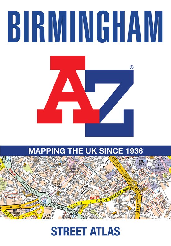 Birmingham A-Z Street Atlas kaart. Gedrukt sinds 1936.