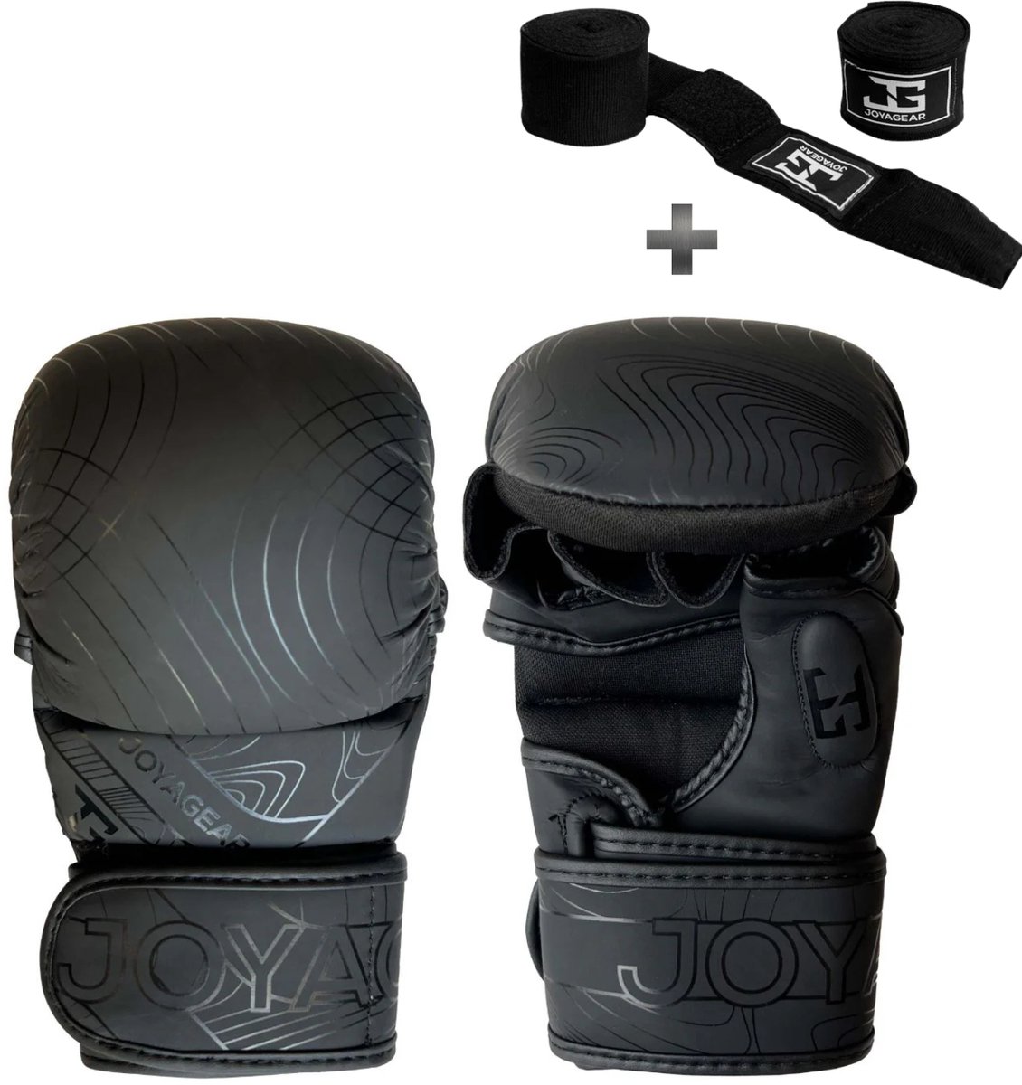 JOYA Essential MMA Sparring Handschoenen Zwart/Zwart – Maat S – Kickboksen, Grappling & Training – Comfortabele Pasvorm & Dubbele Klittenbandsluiting