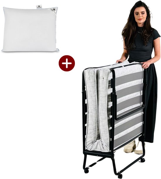 Troonz® Logeerbed Morena 90x200 – Vouwbed met Matras, Hoofdkussen en Dekbed – Opklapbed 1 persoons