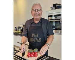 Keukenschort met grappige tekst bedrukt cadeau jij bent goud waard| katoenen Barbecueschort Keuken BBQ Schort Kookschort Kokschort | opa oma mama papa juf meester bedanken collega vriendin juffendag vaderdag moederdag verjaardag man vrouw