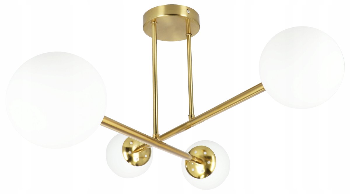 Loft LED Hanglamp Glas Bol 4x E27 Wit Plafondlamp Woonkamer