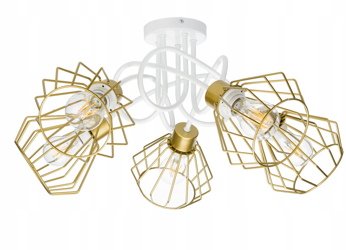 Gouden Loft Hanglamp met 5xE27 fittingen - Draad & Diamant Design