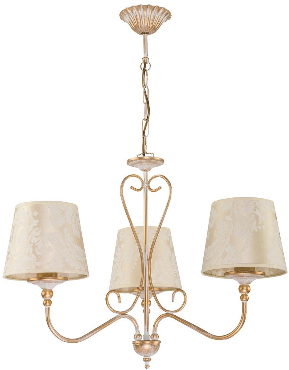 Luxe hanglamp SOFIA ecru met gouden accent - 64cm breed