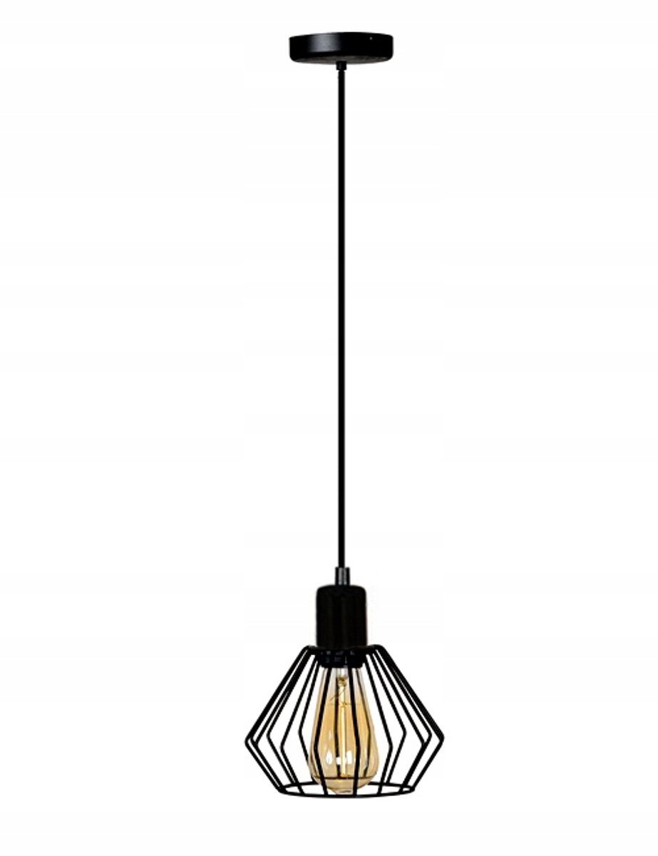 Zwarte Lampy Sufitowe Wiszące z Kloszem w Kształcie Diamentu