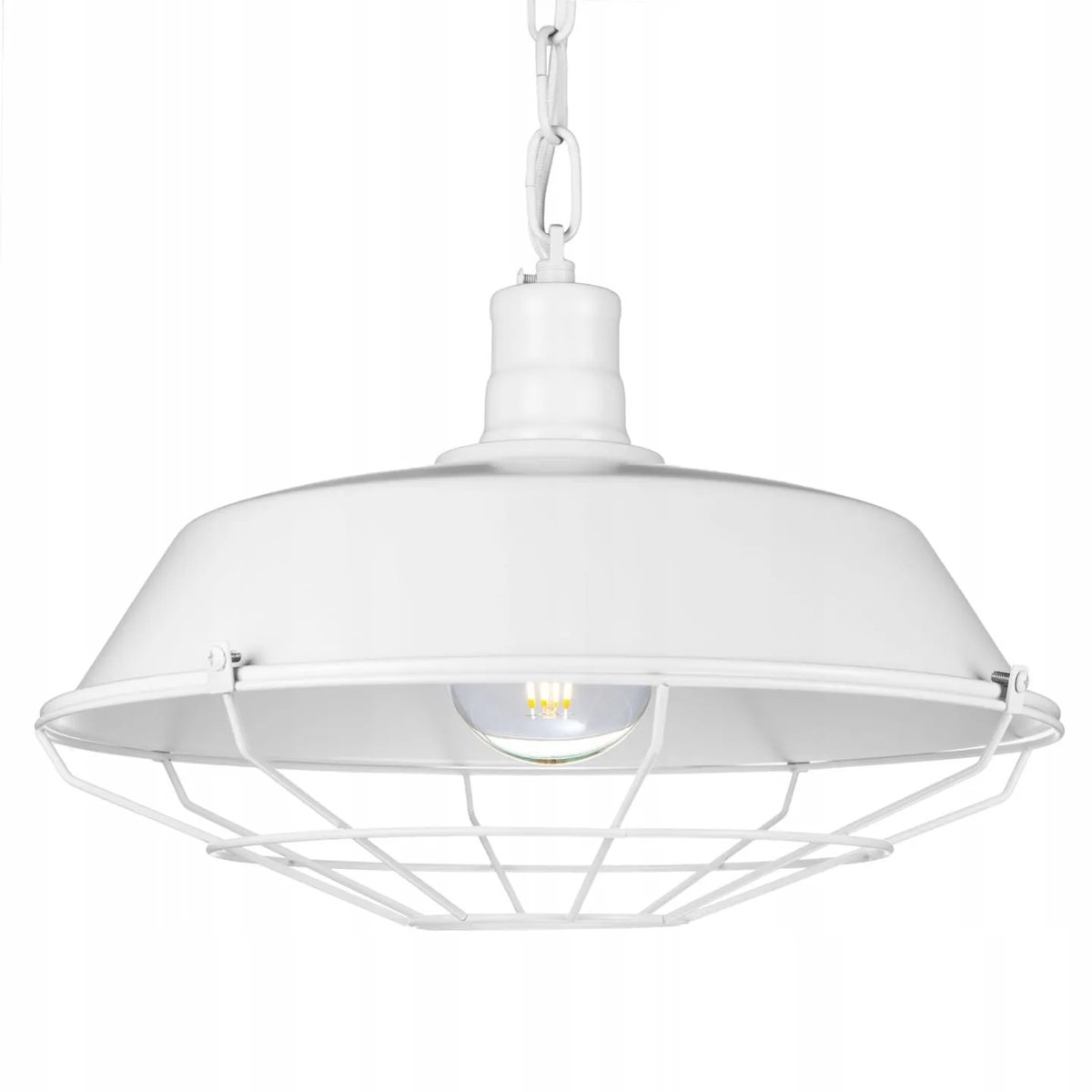 Industriële Hanglamp Wit Metaal E27 Ketting Loft Keuken
