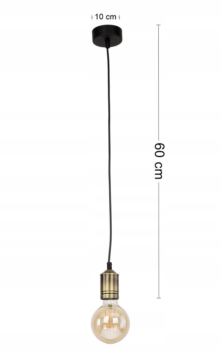 Borneo zwarte hanglamp met patina, 1xE27, 60cm hoog