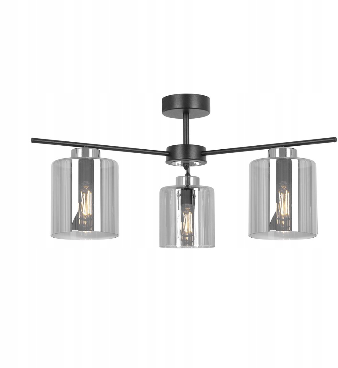 Zwarte Lampy Sufitowe LUNA E27 3-Punt Licht voor Woonkamer