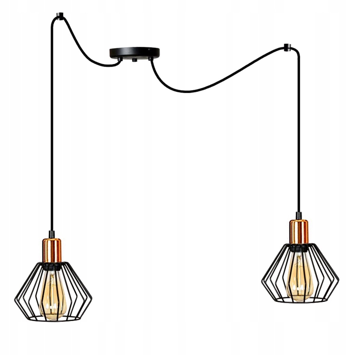 Hanglamp Diamant Spider Zwart/Koper E27