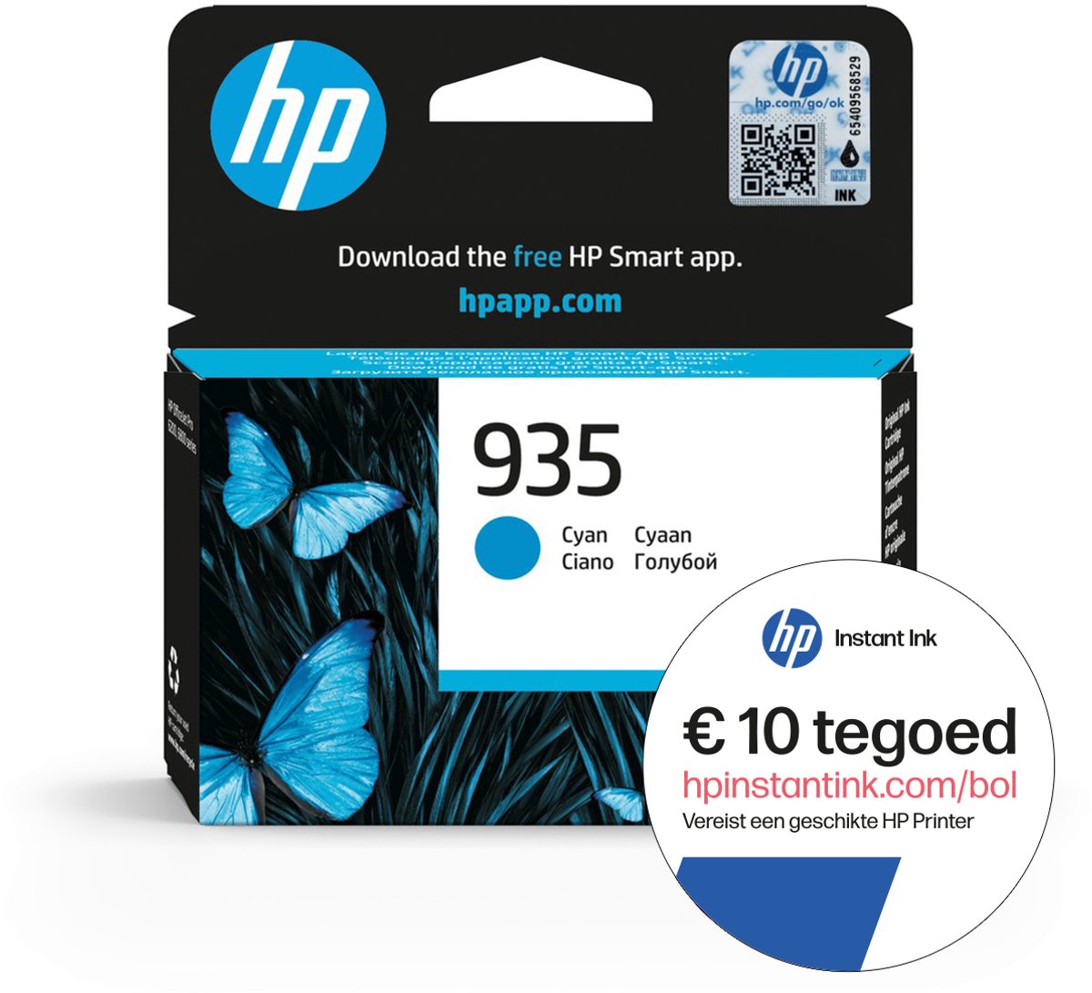 HP 935 - Inktcartridge - Origineel - Standaard capaciteit - Cyaan + Instant Ink tegoed
