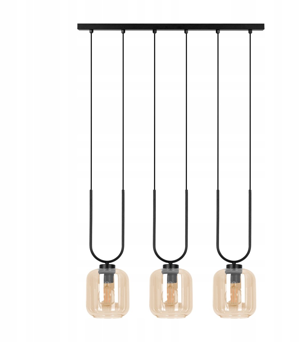 Hanglamp Salon Eettafel 3 Amber Kappen Metaal Zwart