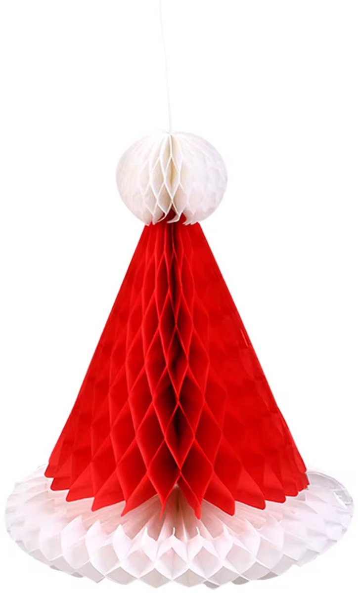 Kerstdecoratie Set van 3 stuks Honingraat papier Kerstmuts