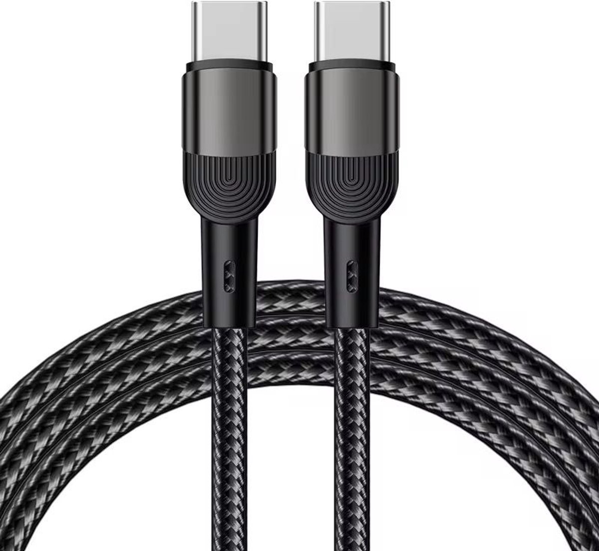 USB-C naar USB-C Kabel 100W – Snelle Oplader en Datakabel – Gevlochten – Zwart – 2 Meter