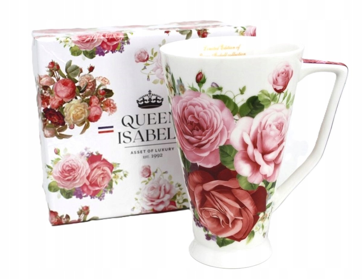 Grote Porseleinen Mok 500 ml - Rozen & Bloemen - Cadeauverpakking