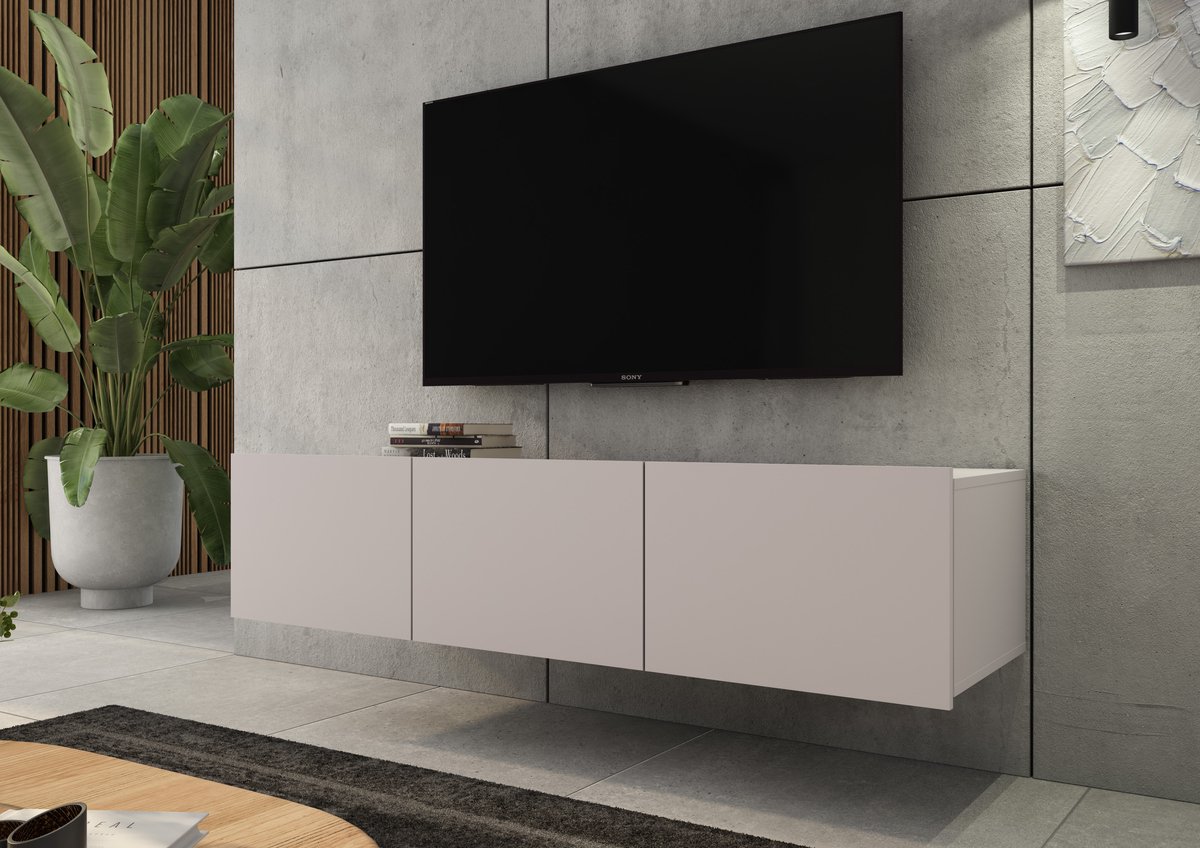 Promeubels - Tv meubel Cosenza - Beige - 150cm - Tv kast - Hangend of staand