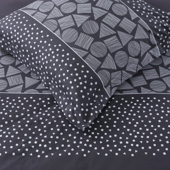 VISION Arthur Dekbedovertrekset - 100% katoen: zacht en soepel - Kingsize - Dekbedovertrek 260 x 240 cm met 2 bijhorende slopen - Grijs en wit - Oekotex gecertificeerd van VISION — afbeelding 4