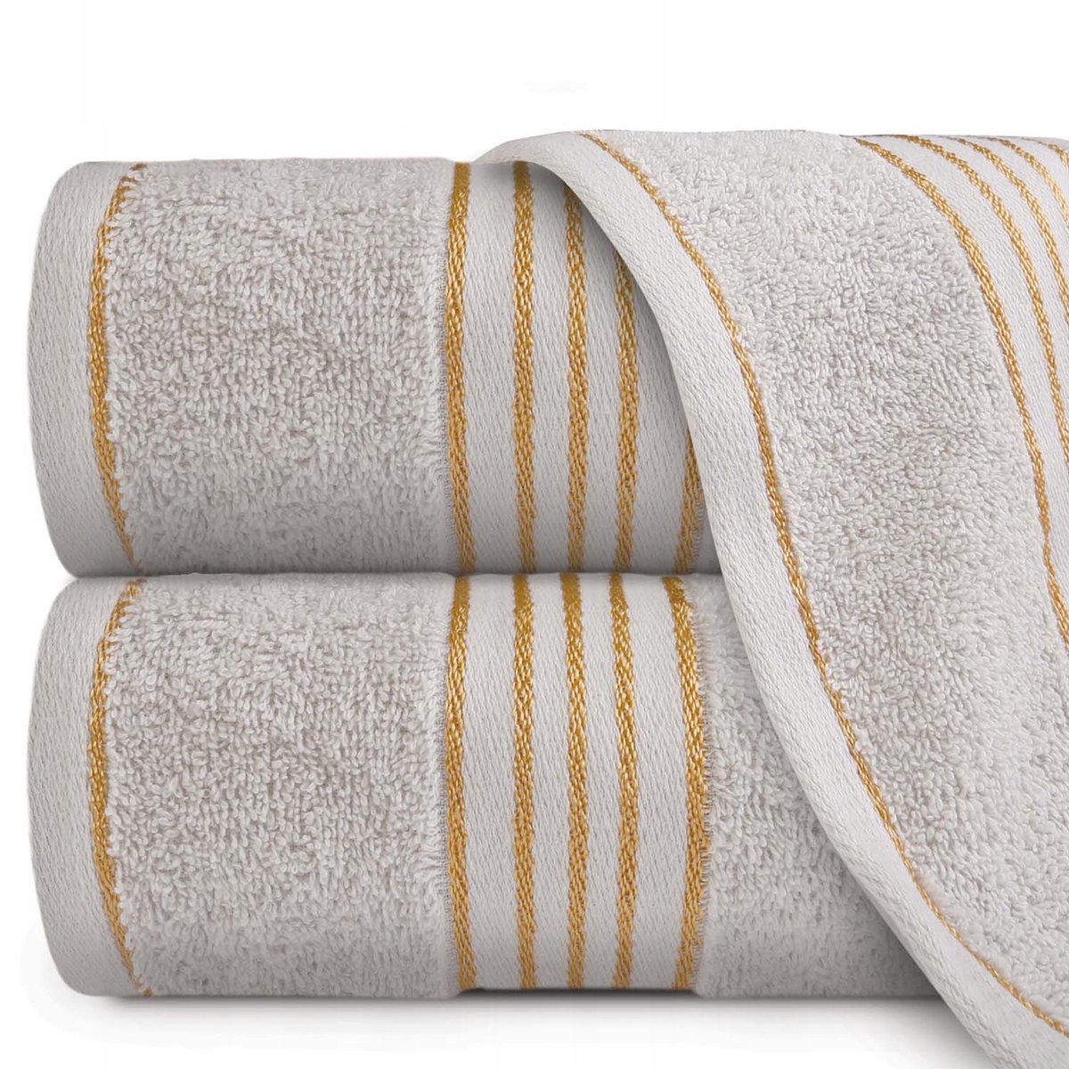 TIWANO Katoenen Handdoek 70x140cm - Zacht & Absorberend - Grijs/Goud