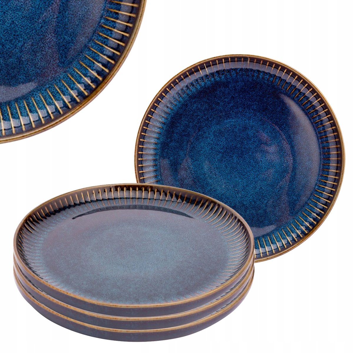 Altom Design Reactieve Strepen Porselein Dessertranden 20,5 cm (4 stuks)