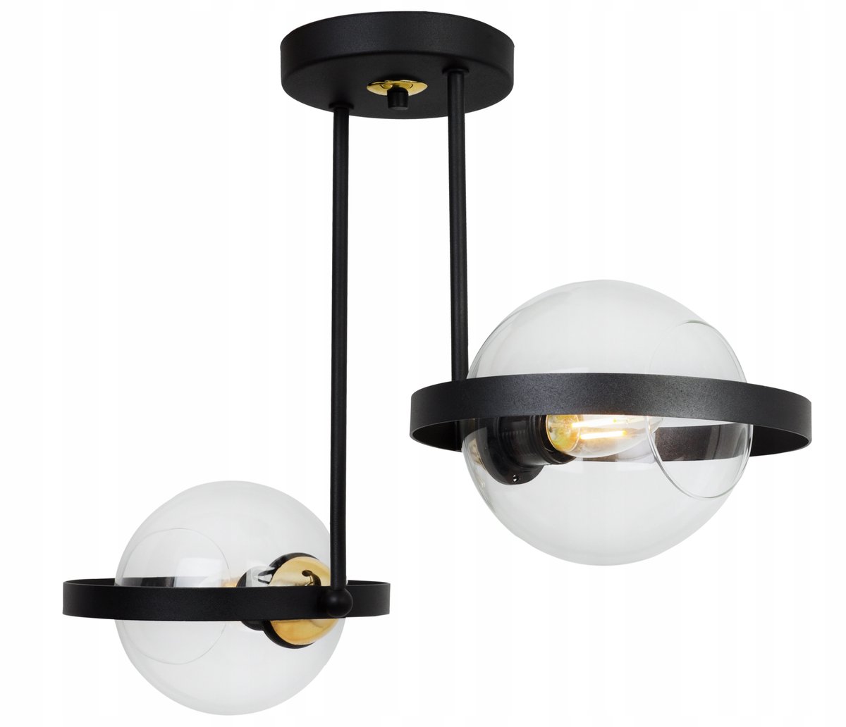 Ring Haga Plafondlamp - Zwart Glas & Metaal, E27 Fitting