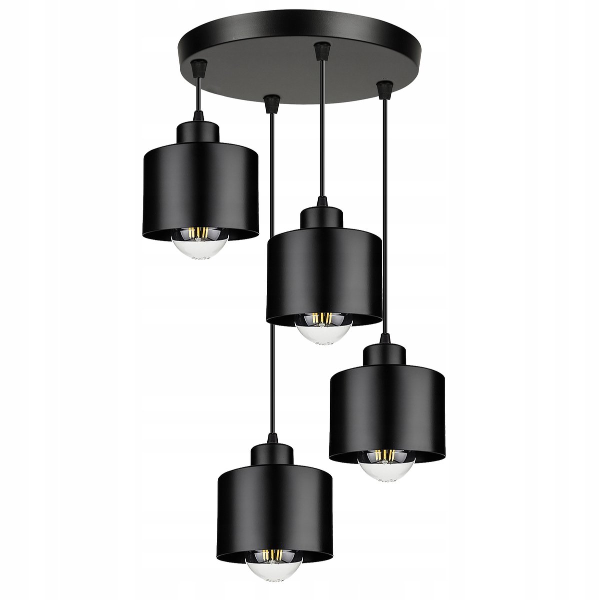 Moderne Hanglamp Plafnd Zwart Metals E27 4x60W