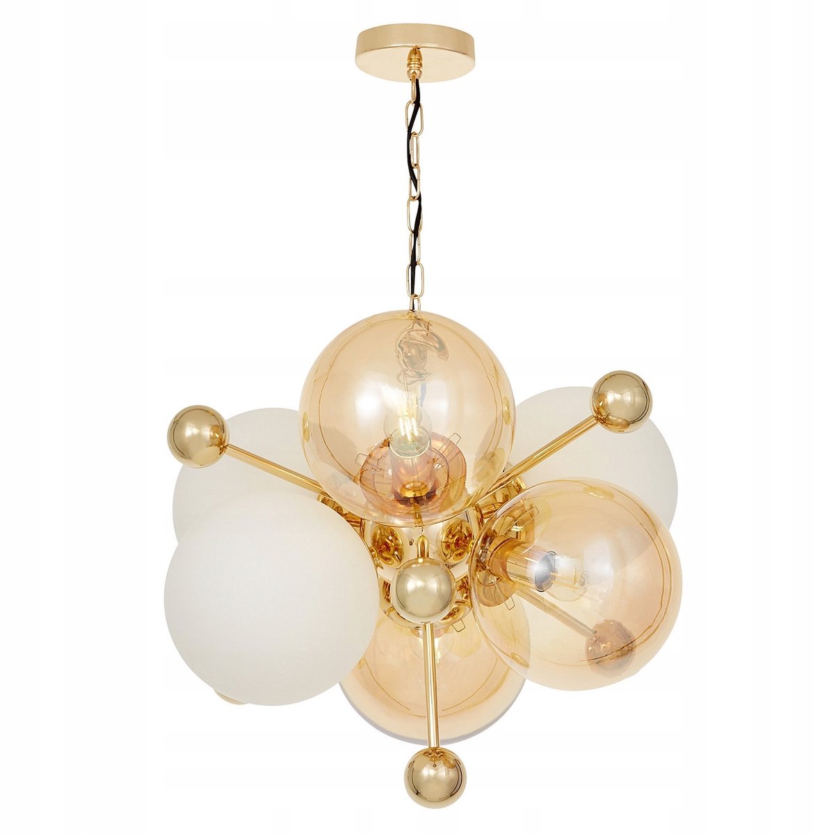 Moderne Gouden Plafondlamp met Glazen Bollen - E27