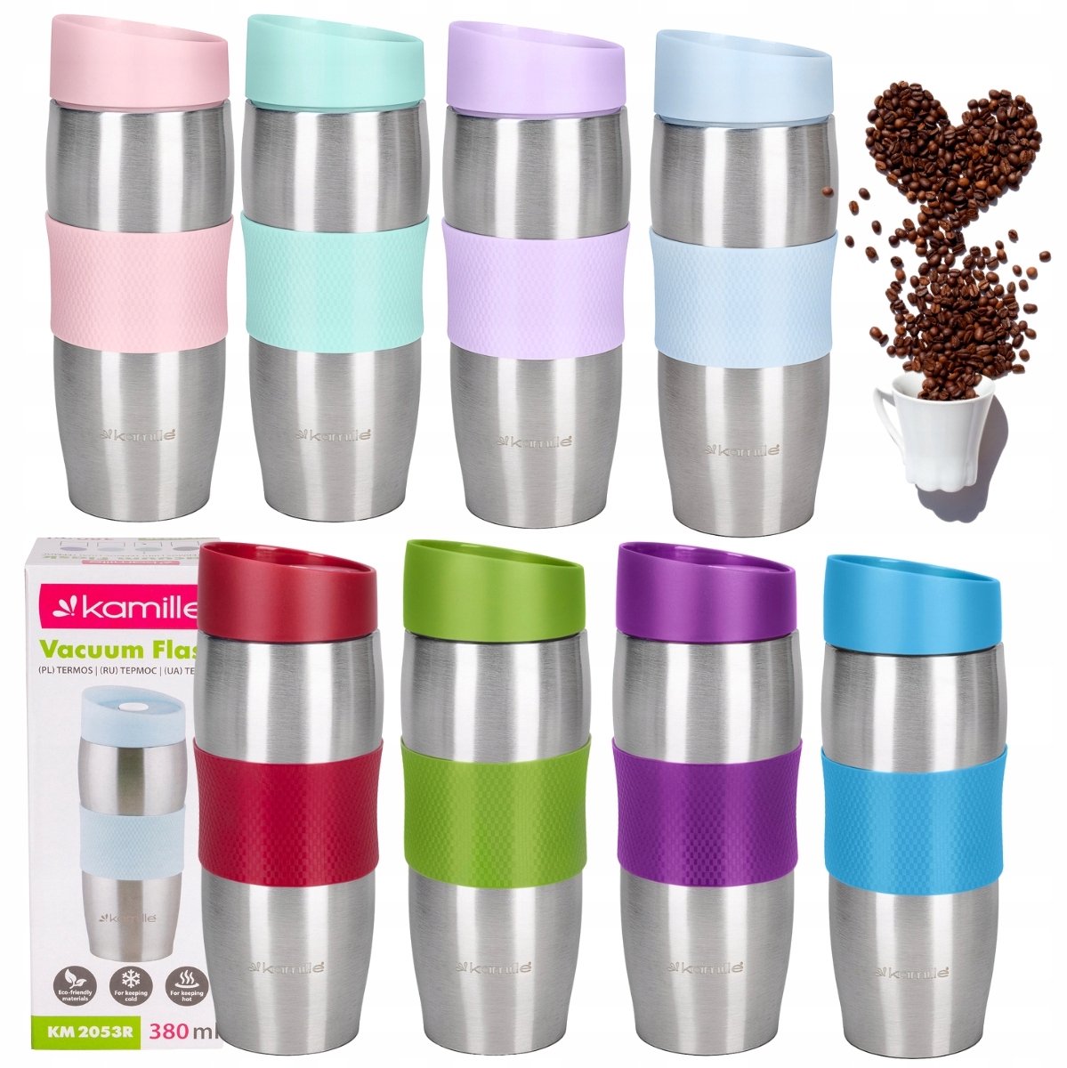 Kamille Thermosbeker RVS 380ml - 100% Lekvrij & Lange Isolatie