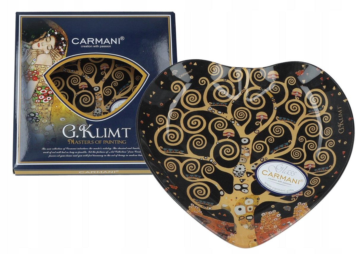 Gustav Klimt 'Levensboom' Glazen Schaal - Decoratief Hart 19x18cm