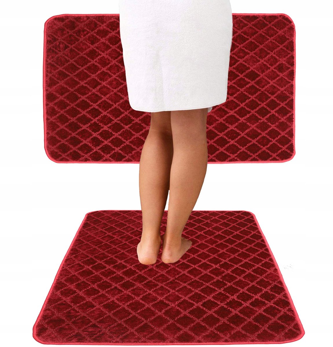 Luxe Bordo Badmat Antislip 100x150cm - Elegant 3D-ontwerp