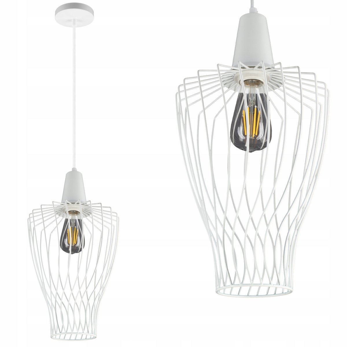 Retro Woonkamer Hanglamp Wit E27 - Stijlvolle Loft Verlichting