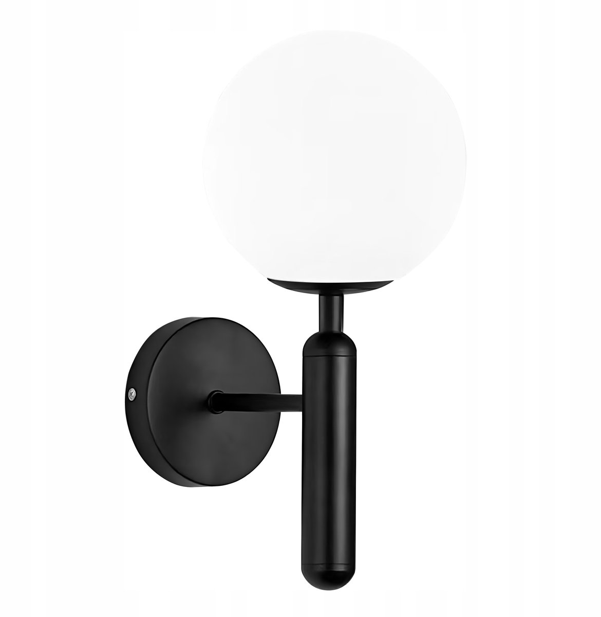 Zwarte wandlamp met melkwitte bol - Modern loftdesign