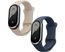 kwmobile 2x horlogebandjes geschikt voor Xiaomi Mi Band 10 / Mi Band 9 / 8 bandje - Smartwatch bandjes van TPU - Activity tracker horloge band in beige / lavendelgrijs