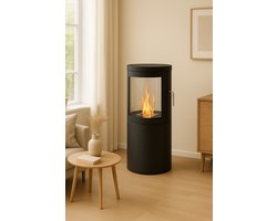 Afecto bio-ethanolhaard - model Nova -uniek: rondom glas - afmetingen 43 x 43 x 98 cm -