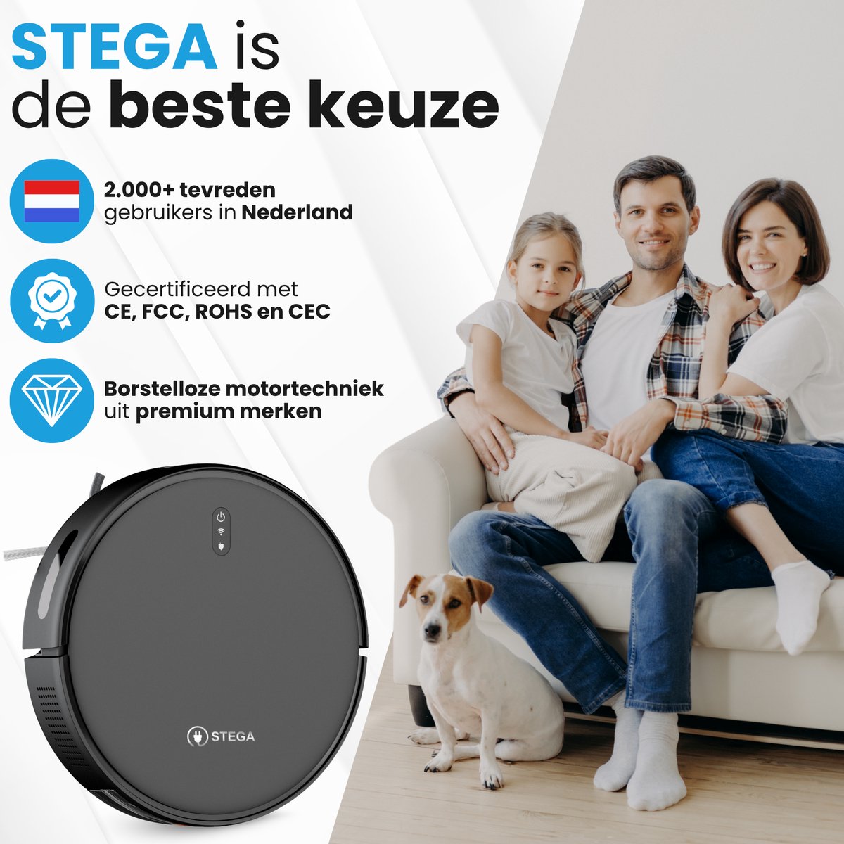STEGA® RC1400 Robotstofzuiger Zwart met Dweilfunctie en App - afbeelding 3