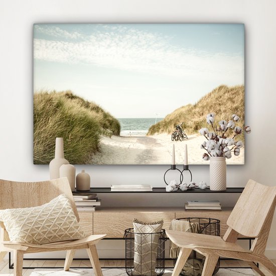 Toile Peinture Plage - Dune - Ciel - 150x100 cm - Décoration murale