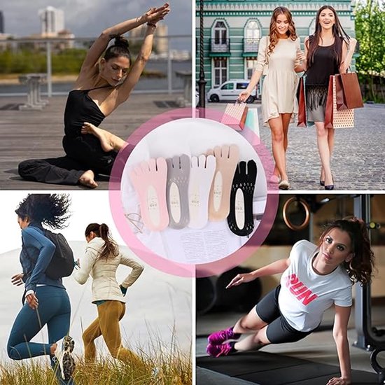 Antislip yogasokken, 5 paar dames antislipsokken, ademende vijfvingerige sokken, onzichtbare teensokken, geschikt voor hardlopen, yoga, pilates — afbeelding 5