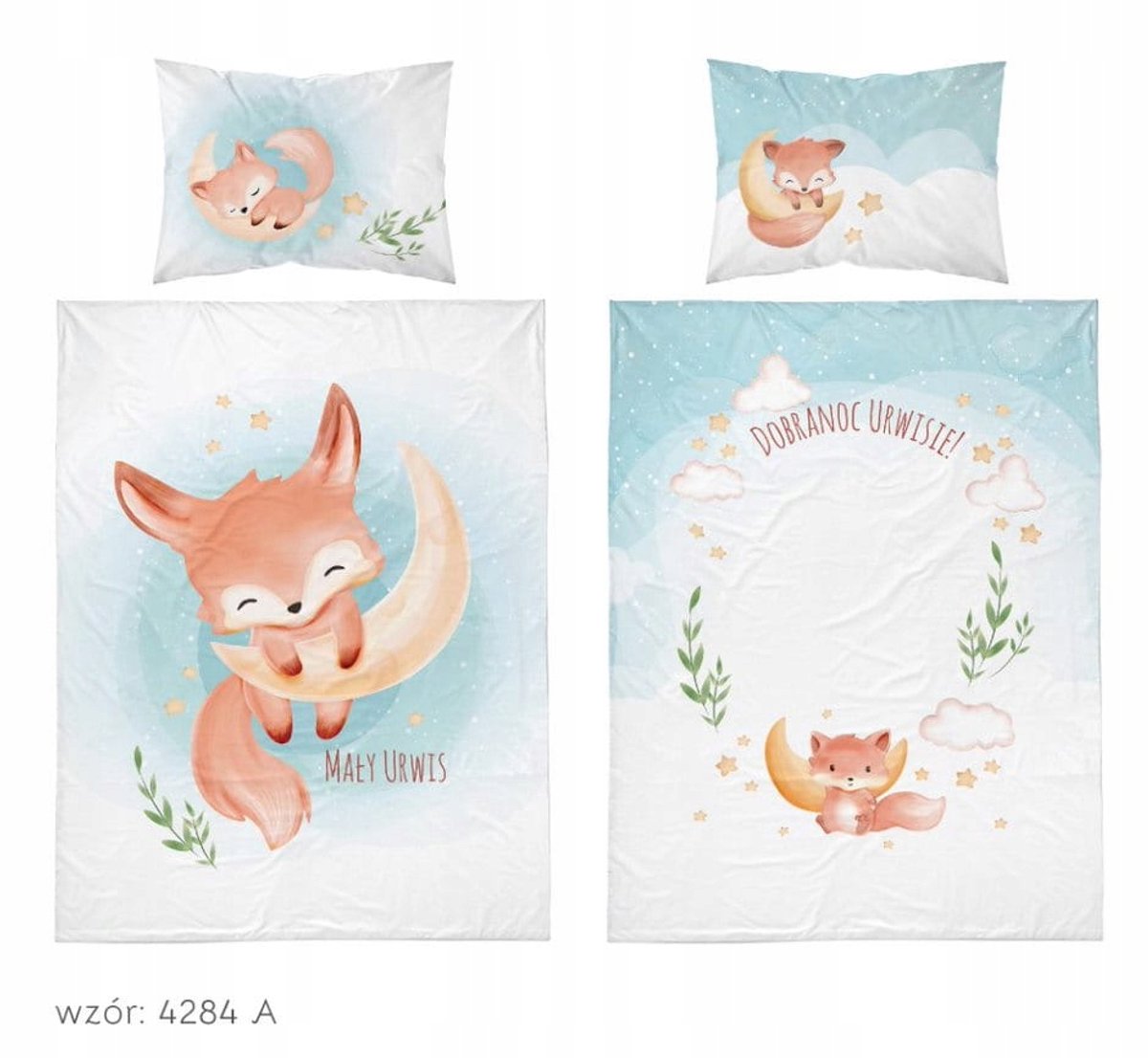 Kinderbeddengoed 90x120 cm - Katoen met Lieve Vosjes Print
