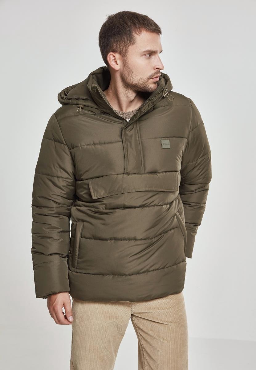 Urban Classics Winterjacke Pull Over Puffer Jacket Darkolive-S Groen